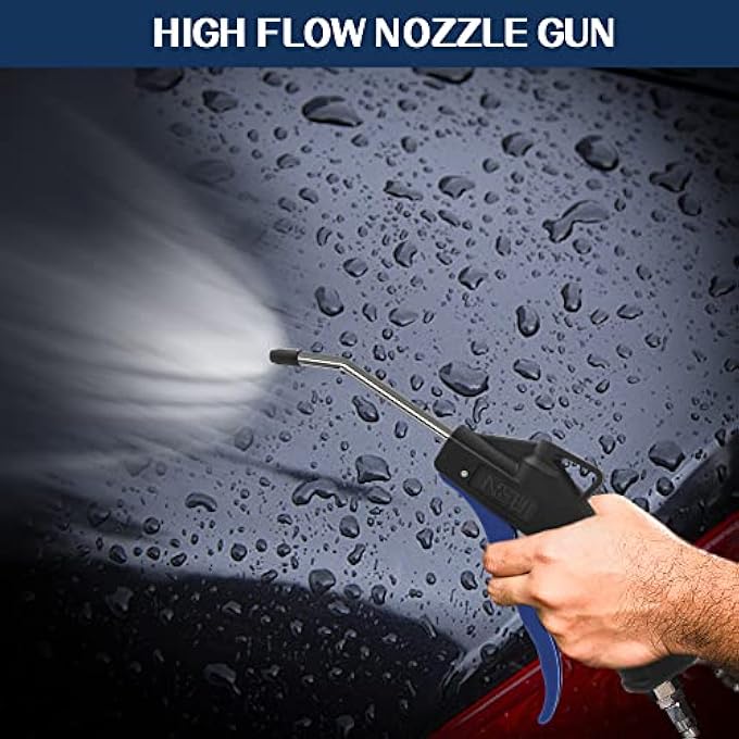 NEU 9.65-IN AIR BLOW GUN WITH RUBBER TIP,3 PCS,1/4" BRASSAIR INLET,ADAPT TO CAR CLEAN,IRON FILINGS CLEANING - Image 4